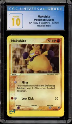 Pokemon Makuhita EX Ruby & Sapphire 57/109 Reverse Holo CGC 10 Pristine - Image 1