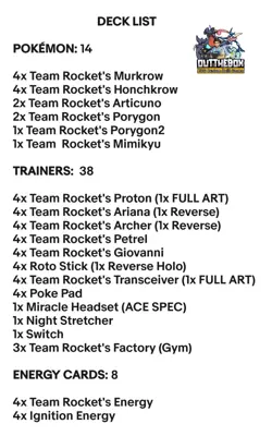 Team Rockets Honchkrow & Porygon - Pokemon TCG - OutTheBoxTCG Custom Meta Decks - Image 2