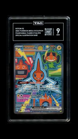 2025 Pokemon Rotom Ex Phantasmal Flames 126/94 Special Illustration Rare TAG 9 - Image 1
