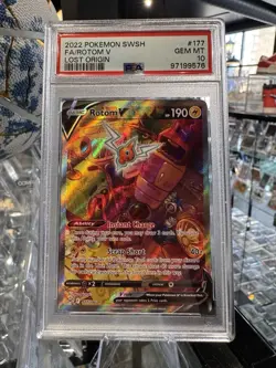 2022 Pokemon SWSH Rotom V Alternate Art Holo Ultra Rare Card 177/196 Lost Origin - Image 1
