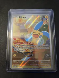 Pokemon TCG Minun 194/182 Paradox Rift Illustration - Image 1