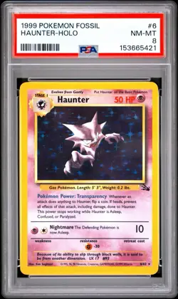 1999 Pokemon Fossil #6 Haunter Holo PSA 8 NM-MT - Image 1