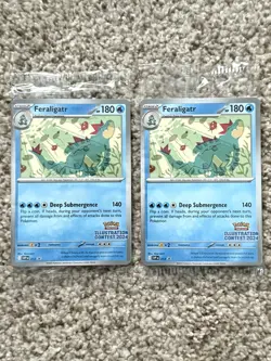 Pokemon Illustration Contest 2024 Promo Pikachu Feraligatr Toxtricity X2 SEALED - Image 1