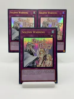 Yu-Gi-Oh! Solemn Warning RA05-EN126 Ultra Rare 1st Ed. X3 Playset - Image 1