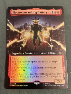 FOIL BORDERLESS Electro, Assaulting Battery ~ Spider-Man Magic MTG - Image 1