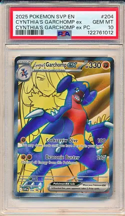 CYNTHIA'S GARCHOMP EX 2025 POKEMON DESTINED RIVALS BLACK STAR PROMO #204 PSA 10 - Image 1