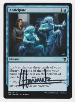 Signed Anticipate MP Dragons of Tarkir Artist Lake Hurwitz 2015 WOTC MTG Magic! - Image 1