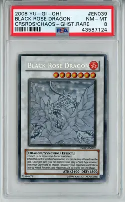 2008 YUGIOH CSOC-EN039 BLACK ROSE DRAGON GHOST RARE HOLO FOIL PSA 8 NM #43587124 - Image 1