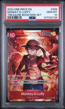 MONKEY D. LUFFY 2024 ONE PIECE TREASURE BOOSTERS SR #ST10-006 PSA 10 - Image 1