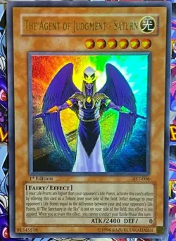 Yugioh The Agent of Judgement Saturn AST-006 1st Edition Ultra Rare Konami NM - Image 1