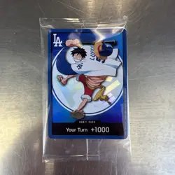 ONE PIECE x DODGERS MONKEY D LUFFY DON CARD ITS YOUR TURN +1000 ** IN HAND ** - Image 2