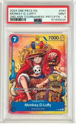 2024 One Piece Monkey D. Luffy Promo 2nd Anniversary P-043 PSA 9 English - Image 1