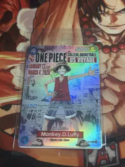 One Piece Monkey.D.Luffy College Basketball US Voyage P-055 Promo Card - SEALED - Image 1