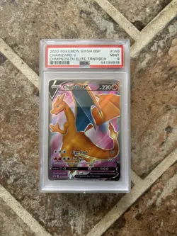Charizard V SWSH050 Full Art Champion's Path ETB Pokemon Card PSA GEM MINT 9 - Image 1
