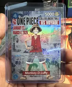 ONE PIECE Monkey D Luffy P-055 Promo College Basketball US Voyage Holo NM - Image 1