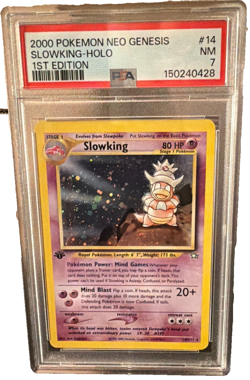 2000 POKEMON NEO GENESIS 1ST EDITION #14 SLOWKING-HOLO PSA 7 - Image 1