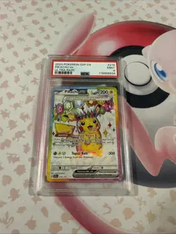 Pikachu EX 2024 Pokemon Surging Sparks EN Ultra Rare #219/191 PSA 9 MINT Card - Image 1
