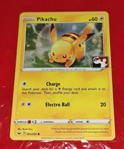 Pikachu 065/202 Cosmos Holo Play! Stamp Pokemon Club Promo Card M/NM Authentic - Image 1