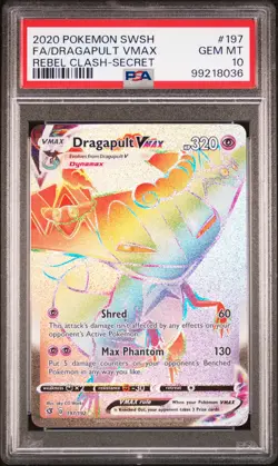 Dragapult Vmax Secret Rainbow PSA 10 GEM MINT Rebel Clash Pokemon Card - Image 1