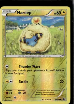 Pokemon Mareep 38/114 Steam Siege Reverse Holo Common 2 Card Lot LP - Image 1