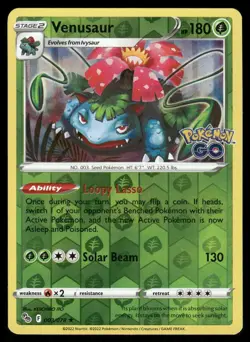 Pokemon Cards Venusaur 003/078 Reverse Holo Pokemon GO Rare NM - Image 1