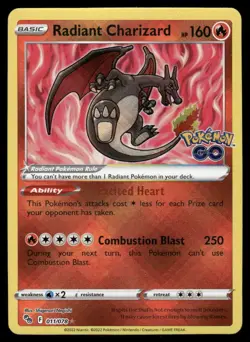 Pokemon Cards Radiant Charizard 011/078 Holo Pokemon GO Radiant Rare NM - Image 1