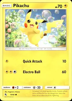 PIKACHU 19/68 Pokemon Card Hidden Fates Near Mint - Image 1