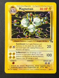 Magneton 26/62 Fossil Unlimited Rare - WOTC Pokemon Card LP + - Image 1