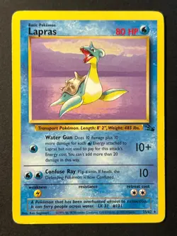 Lapras 25/62 Fossil Unlimited Rare - WOTC Pokemon Card B LP - Image 1