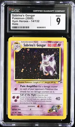 CGC 9 MINT Sabrina's Gengar 2000 Gym Heroes 14/132 Holo Pokemon Card - Image 1
