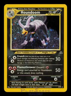 Pokemon Card Houndoom 4/75 Neo Discovery Unlimited Holo Rare LP 2001 - Image 1
