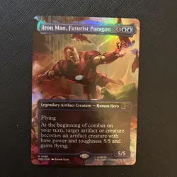 MTG Iron Man, Futurist Paragon Near Mint Borderless Commander: Marvel Super Foil - Image 1