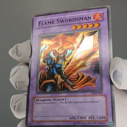 Konami Yu-Gi-Oh! TCG Flame Swordsman LOB-EN003 Super Holo Unlimited Worldwide - Image 1