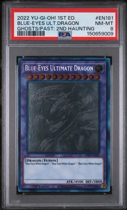 Konami Yu-Gi-Oh! Blue-Eyes Ultimate Dragon Ghost Rare 1st Ed GFP2-EN181 PSA 8 - Image 1