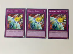 Yugioh - Draining Shield x 3 - 1st Edition - NM - Plus Free Holographic Card - B - Image 1