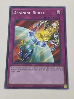 Yugioh - Draining Shield x 3 - 1st Edition - NM - Plus Free Holographic Card - B - Image 2