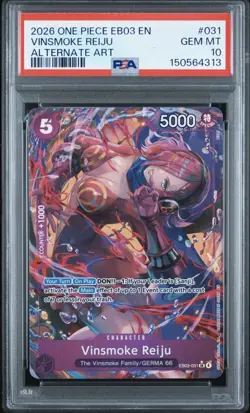 2026 ONE PIECE EB03-ONE PIECE HEROINES EDITION ALT ART VINSMOKE REIJU PSA 10 - Image 1