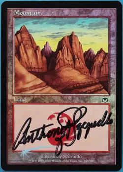 Mountain (343) FOIL Onslaught PLD Basic Land SIGNED CARD (521529) ABUGames - Image 1