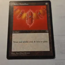 Wizards Magic: The Gathering Ruby Medallion Artifact Tempest Rare Brown 1997 - Image 1