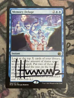 MTG Memory Deluge Signed By Artist Innistrad Midnight Hunt 62/277 Regular Rare - Image 1