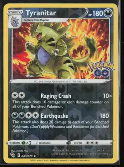 Tyranitar 043/078 Reverse Holo - Pokemon GO - LP - Image 1