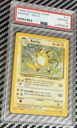 1999 Pokemon Game #14 Raichu Holo PSA 10 Card GEM MINT! Trusted Seller! Base Set - Image 2