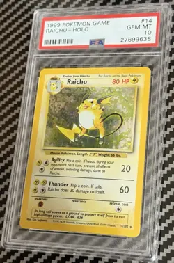1999 Pokemon Game #14 Raichu Holo PSA 10 Card GEM MINT! Trusted Seller! Base Set - Image 3