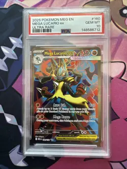 2025 POKEMON MEG EN-MEGA EVOLUTION ULTRA RARE #160 MEGA LUCARIO EX PSA 10 - Image 1