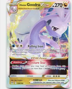 Hisuian Goodra VSTAR 136/196 Holo VSTAR Rare Lost Origin Pokemon Near Mint - Image 1