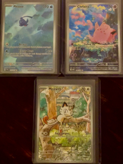 Phione Clefairy Meowth Illustration Rare Lot of 3 – Modern Pokemon Cards - Image 1