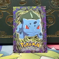 Bulbasaur #01 E1 OF 12 - NON-HOLO- BLUE logo - TOPPS POKEMON CARD - NM - Image 1