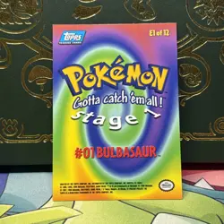 Bulbasaur #01 E1 OF 12 - NON-HOLO- BLUE logo - TOPPS POKEMON CARD - NM - Image 2