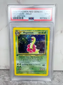 Pokemon Neo Genesis Meganium 11/111 Holo Rare First Edition PSA 9 - Image 1