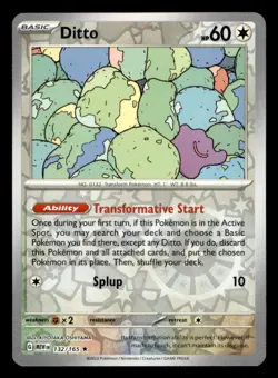 Ditto 132/165 Rare 151 Pokemon Reverse Holo Near Mint - Image 1